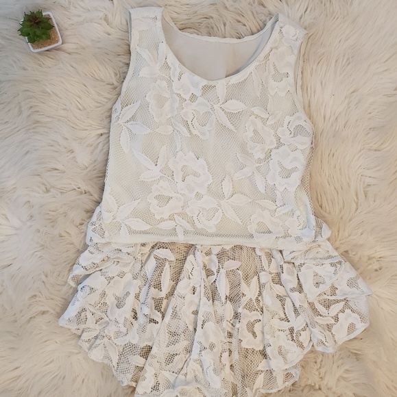 Tops - High low lace crop dress shirt